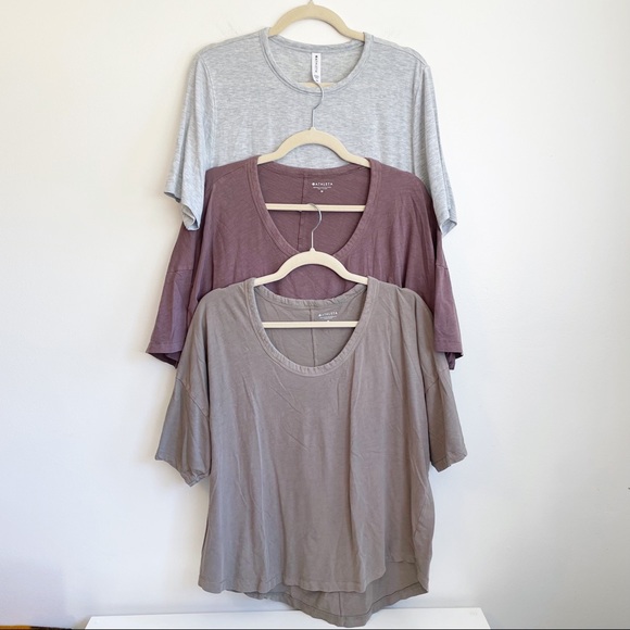 Athleta Tops - ATHLETA bundle 3 tee shirts solid relaxed casual crew medium grey green purple